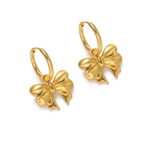 gold stylish earring with 3D bow design