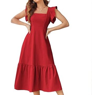Shasmi Girl's & Women's Solid Color Square Neck, Ruffle-Trimmed