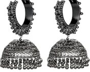 Best 1 Set Custom oxidised black jhumka for Best Occasions