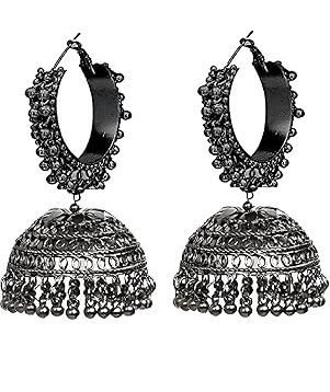 Best 1 Set Custom oxidised black jhumka for Best Occasions