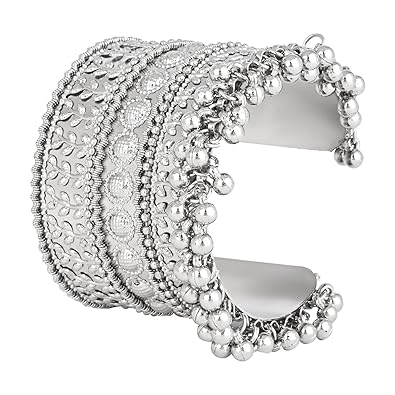 Jewels Navratri Ethnic Silver Oxidised Adjustable Afghani