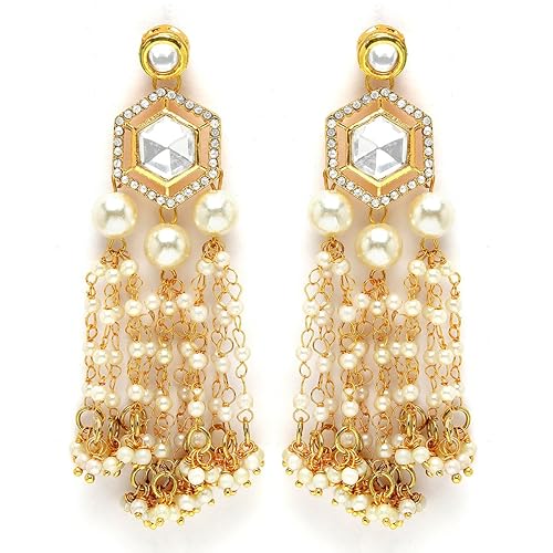 Polki Kundan Earrings with intricate craftsmanship and skin-friendly plating