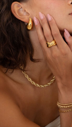 Gold Jewelry for Everyday _ Dome Earrings _ Statement Gold Jewelry